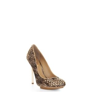 BCBGMAXAZARIA Studded Brown Striped Pony Heel Pump NWT 7